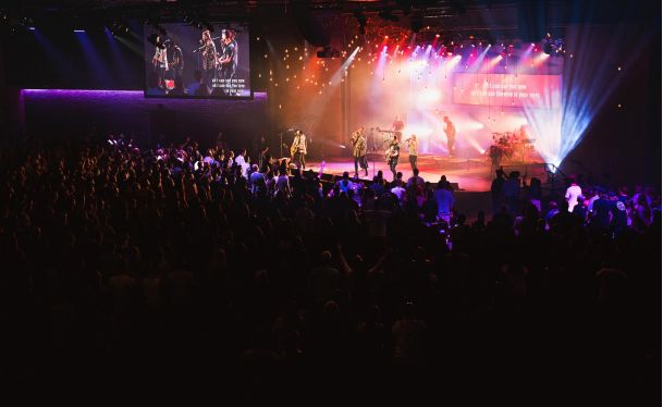 church stage lighting and visual display for worship